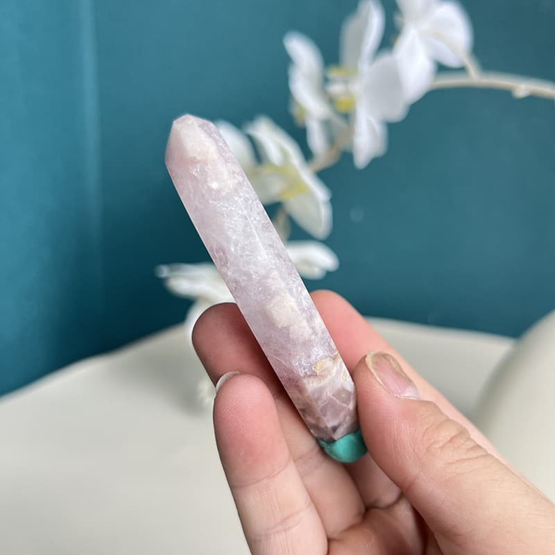 Pink Amethyst Flower Agate crystal showcasing metaphysical properties