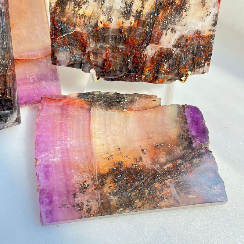 Fluorite Slab Metaphysical Healing Stone with Vibrant Banding