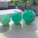 Purple and Green Banded Fluorite Crystal Sphere