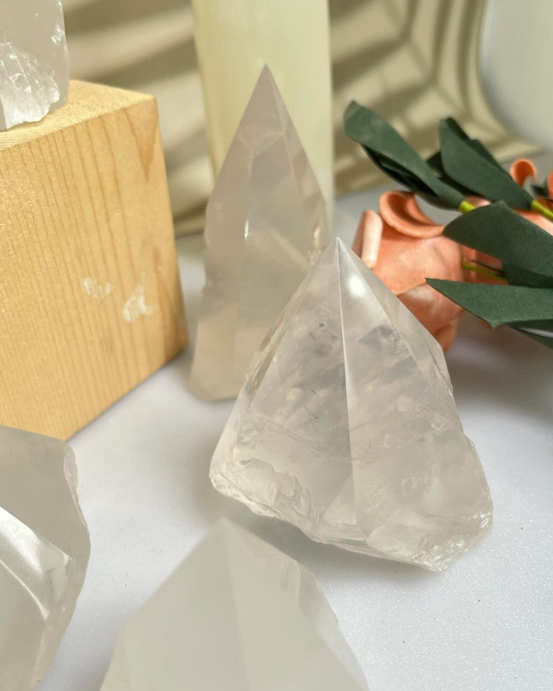 Premium Girasol Quartz Point Showing Characteristic Clarity