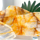 Various Sizes of Golden Healer Crystal Slabs Comparison