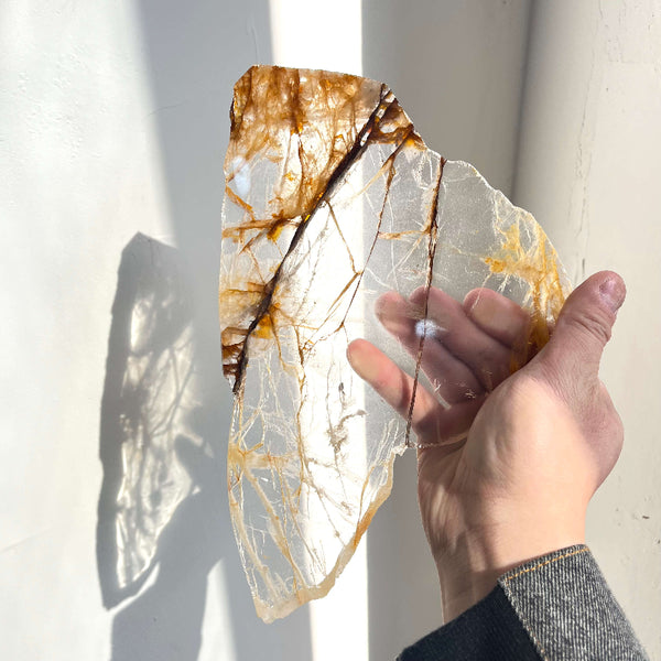 Natural Golden Healer Crystal Slab Close Up View