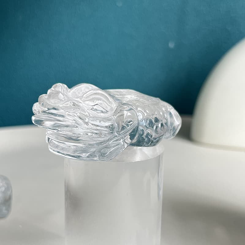 Clear Quartz Golden Toad Carving Side View
