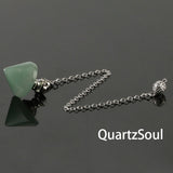 Green aventurine cone pendulum for prosperity and opportunity