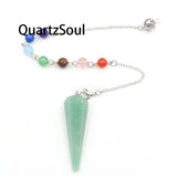 Green Aventurine Crystal Pendulum with Chakra Beads for Abundance