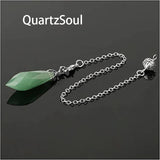 Green Aventurine Divination Pendulum with Silver Chain