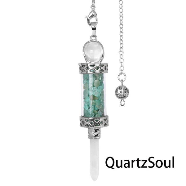Green Aventurine crystal pendulum with natural fragments for intuitive work