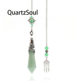 Green Aventurine Crystal Pendulum with Dragon Wrap for Divination