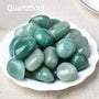 Green Aventurine Polished Tumbled Crystals on White Plate Display