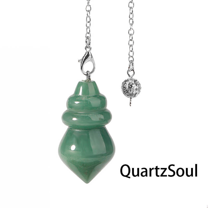 Green Aventurine spiral cone pendulum for prosperity divination