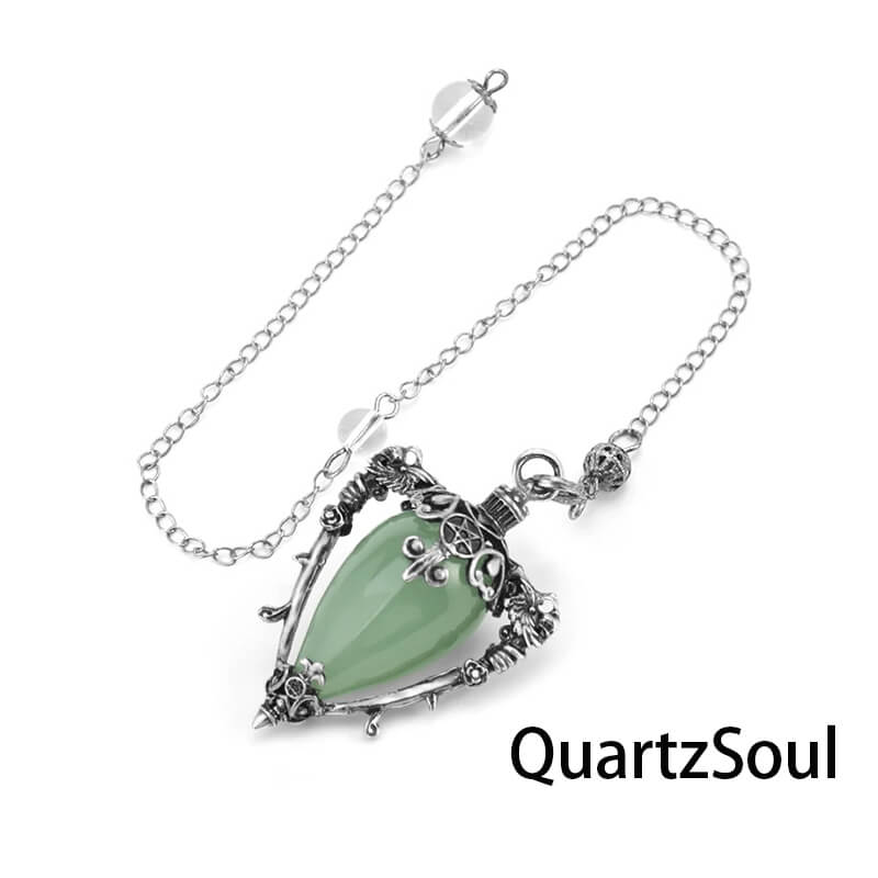 Green Aventurine teardrop crystal pendulum for prosperity