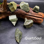 Natural Green Rutilated Quartz Raw Crystal with Golden Inclusions