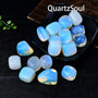 Natural opalite tumbled crystal stones arranged for healing and meditation