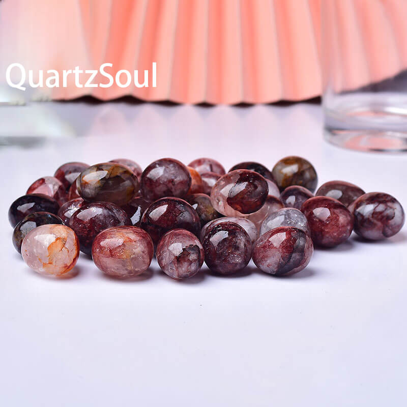 Hematoid Quartz Tumbled Stones - Red Healing Crystals