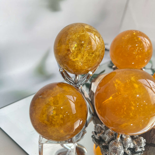 Honey Mica Fluorite Sphere with Golden Inclusions Wholesale Crystal