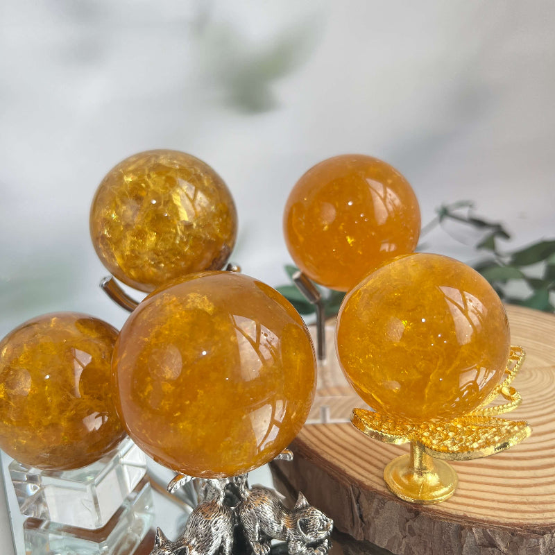 Polished Honey Mica Fluorite Sphere Detail Wholesale Healing Crystal