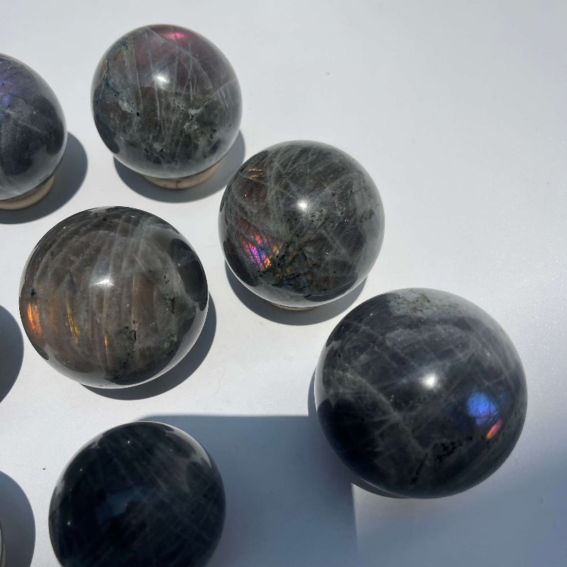 Labradorite Sphere Showing Iridescent Flash Effect