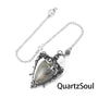 Labradorite teardrop crystal pendulum with silver filigree setting