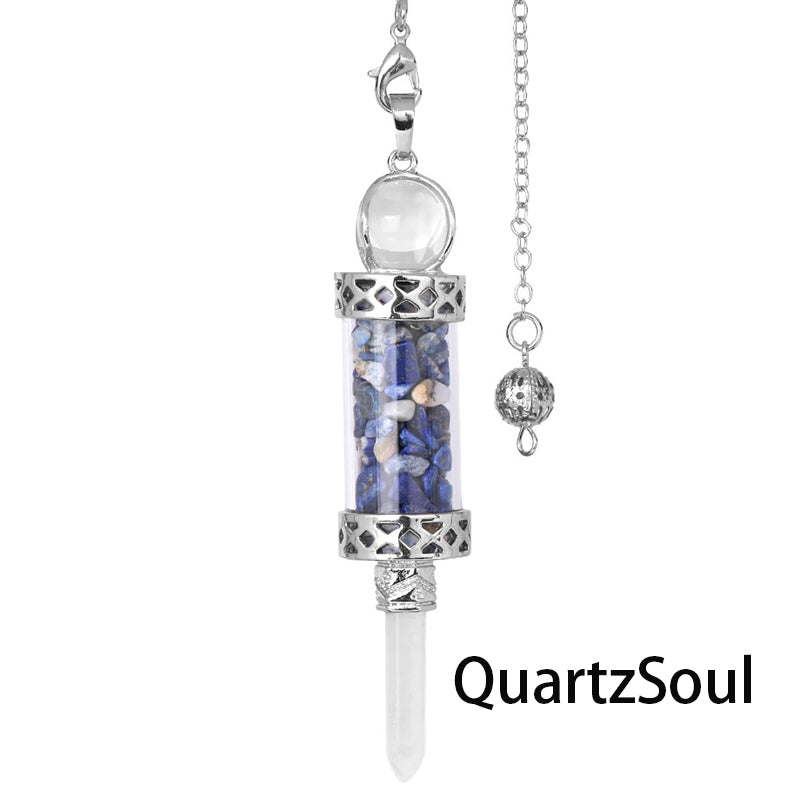Lapis Lazuli crystal pendulum with gemstone fragments for spiritual guidance
