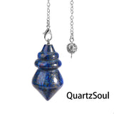 Spiral Cone Lapis Lazuli Crystal Pendulum with Silver Chain for Divination