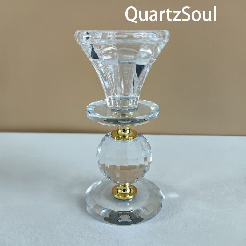 Elegant Crystal Candle Holder with Gold Accent for Decor