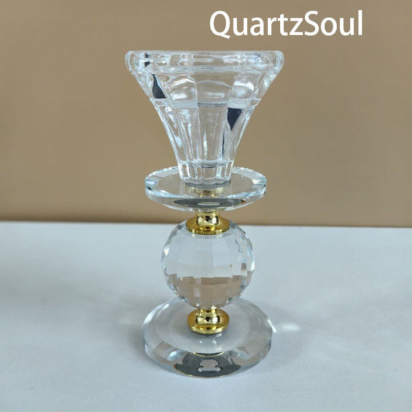 Elegant Crystal Candle Holder with Gold Accent for Decor