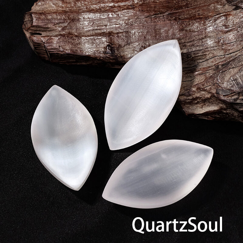 Natural Selenite Leaf Shape Palm Stone for Healing