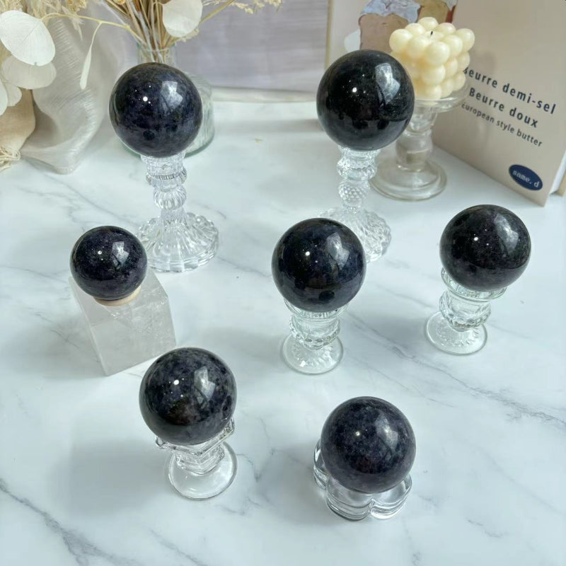 Lolite Crystal Sphere as Centerpiece for Crystal Grid Arrangement