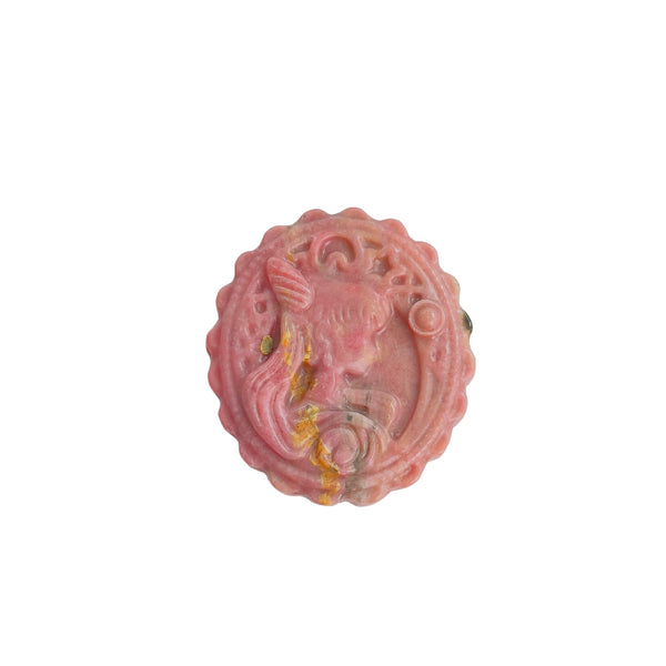 Magical Girl Pattern Rhodonite Crystal Carving Pink Stone Front View