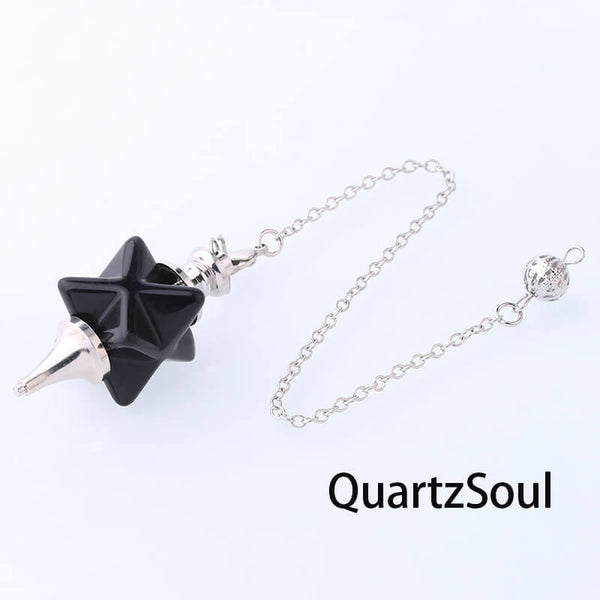 Obsidian Merkaba Star Crystal Pendulum Dowsing Tool