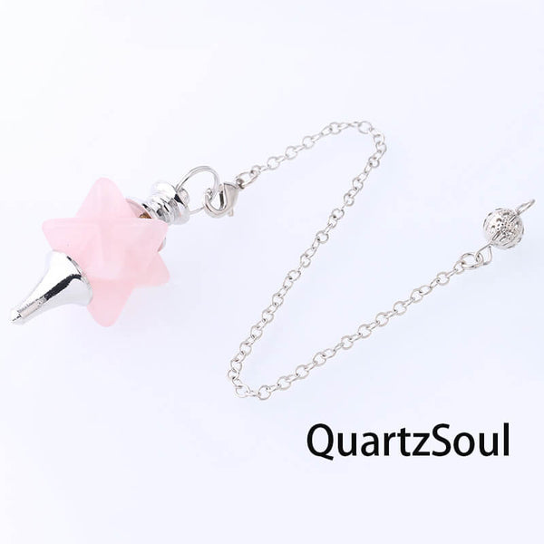 Rose Quartz Merkaba Star Pendulum for Spiritual Guidance
