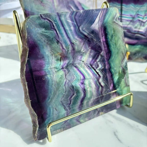 Premium Natural Colorful Fluorite Slab Wholesale Crystal Supply