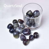 Natural Cordierite Iolite Tumbled Stones in Glass Container - Deep Purple Blue Healing Crystals