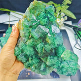 Close-up View of Natural Green Fluorite Crystal Formation