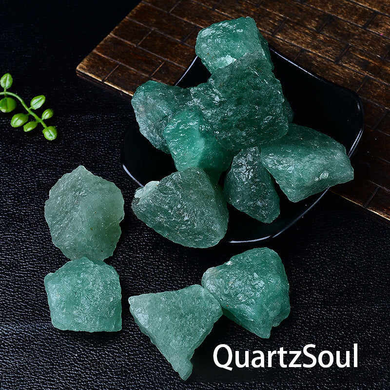 Raw Green Strawberry Quartz Crystal in Small Bowl Display