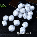 Natural Howlite Tumbled Stones with distinctive gray veining pattern
