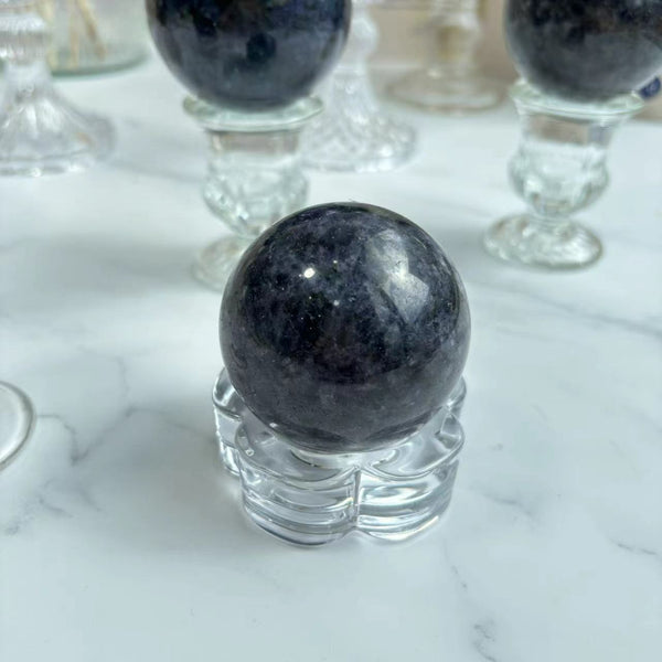 Lolite Crystal Sphere Used in Meditation Practice for Intuition