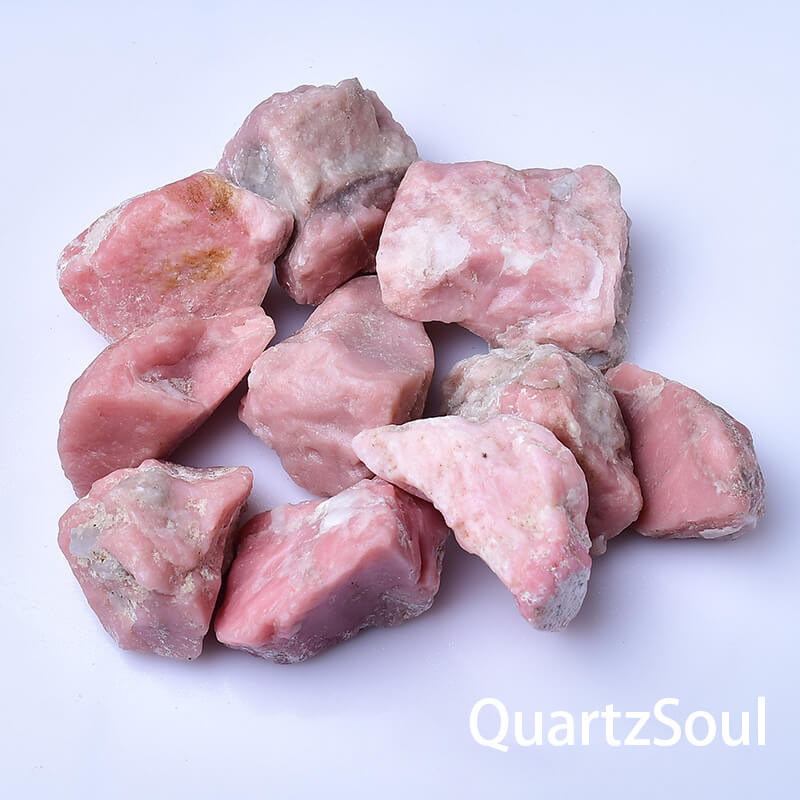 Natural Pink Opal Raw Crystal Stone with Unique Formations