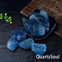 Natural raw blue fluorite crystal specimens with vibrant azure tones