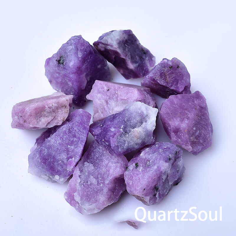 Raw phosphosiderite crystals with rich lavender purple hues