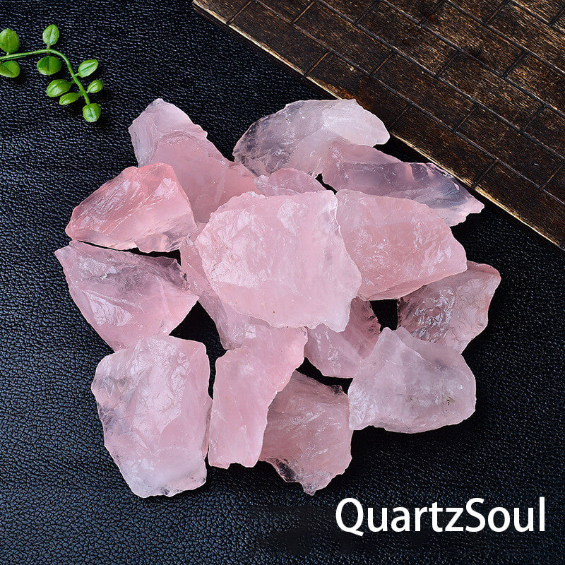 Natural raw Rose Quartz crystal chunks for aromatherapy and healing energy