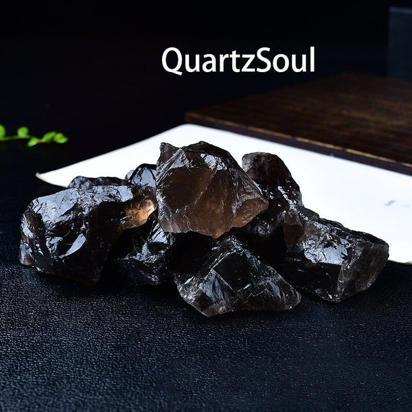 Natural raw smoky quartz crystal cluster with dark brown translucent formation