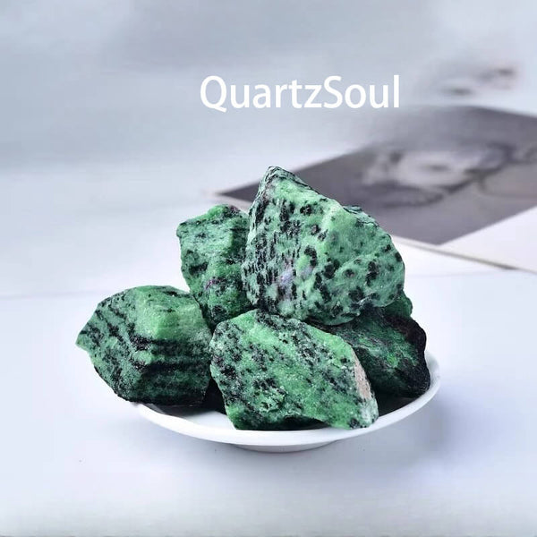 Natural raw Unakite crystal with green epidote and pink feldspar patterns for emotional healing