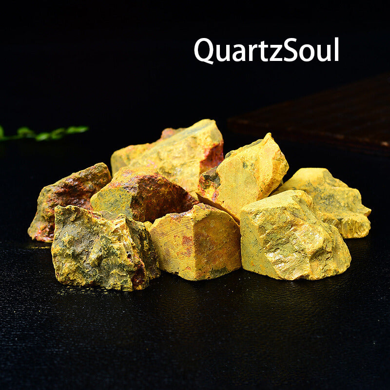 Natural unprocessed Realgar crystal specimens showing vibrant orange-red coloration