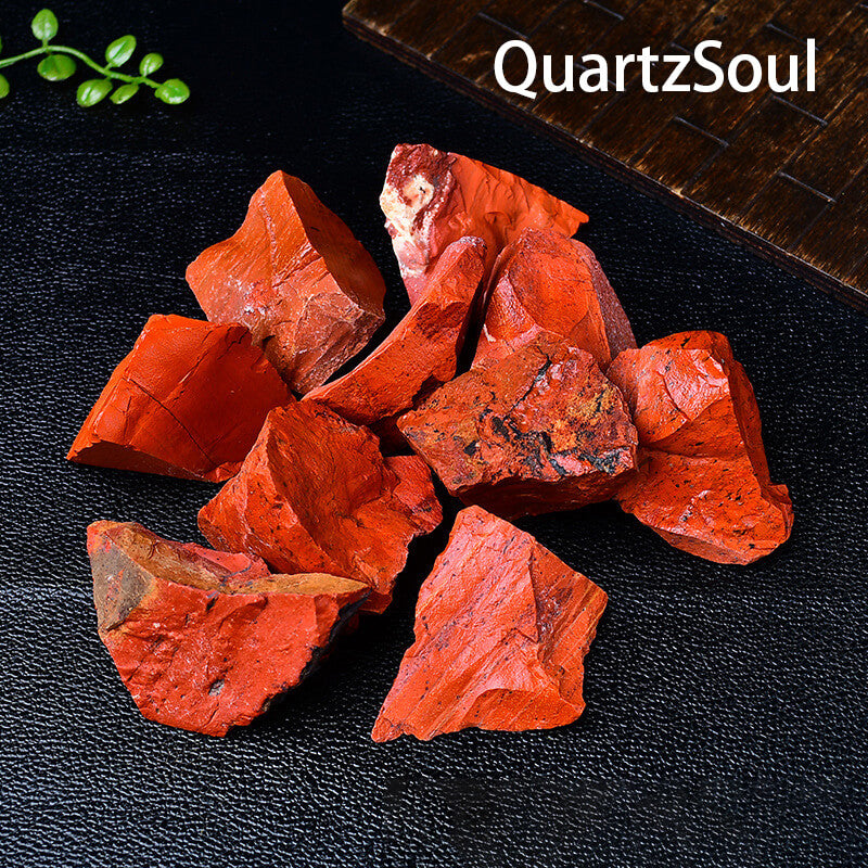 Natural raw red jasper crystal chunks showcasing vibrant color and texture for healing and decoration