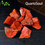 Natural raw red jasper crystal chunks showcasing vibrant color and texture for healing and decoration