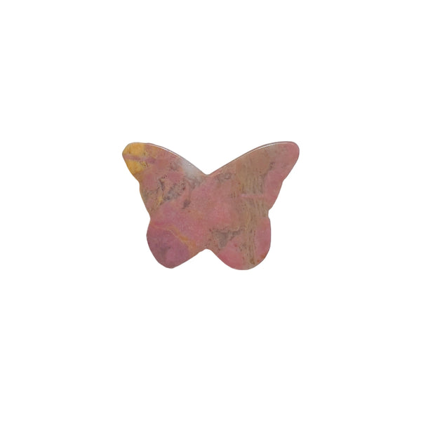 Spiritual healing rhodonite butterfly carving with natural pink coloration