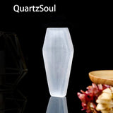 Natural White Selenite Crystal Coffin Palm Stone for Healing and Meditation