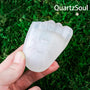 Natural white selenite palm stone crystal for healing and meditation