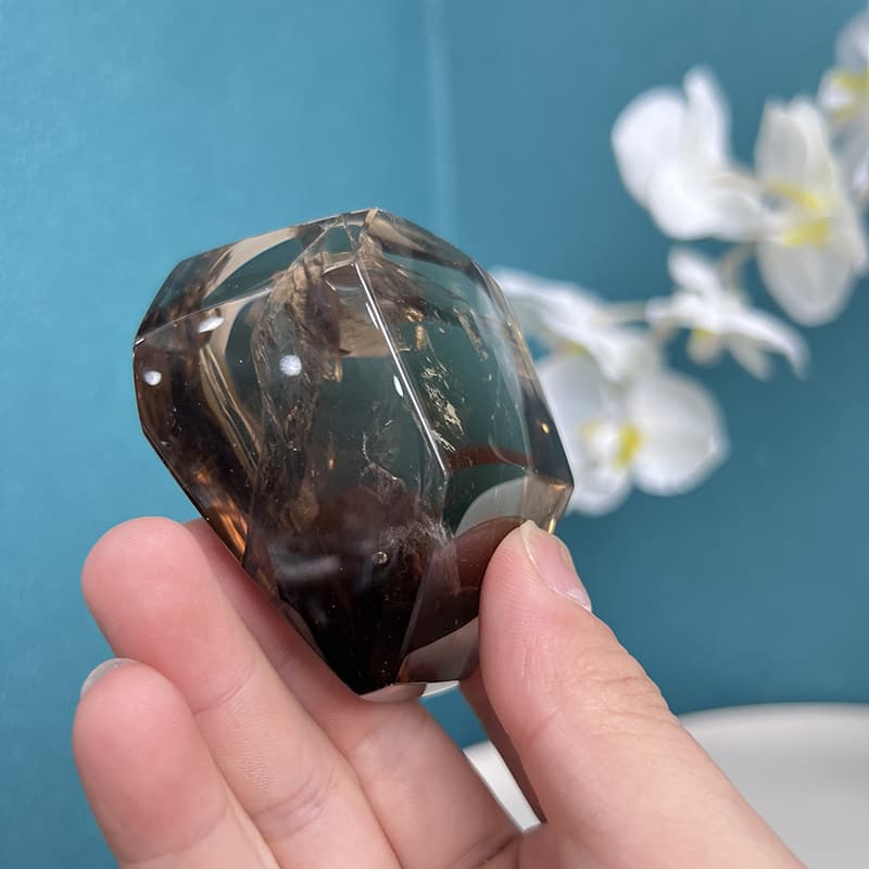 Palm-sized smoky quartz free form crystal for meditation